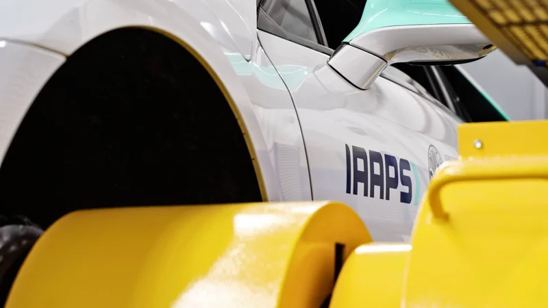 Close up of a car with the IAAPS logo on it