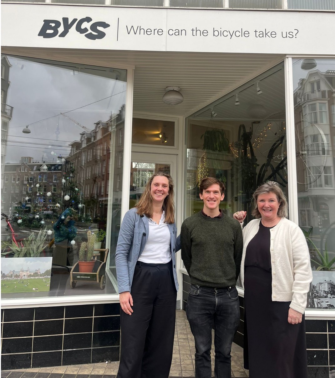 Pete Dyson, AAPS CDT Student outside BYCS, Amsterdam-led NGO supporting community-led urban change through cycling